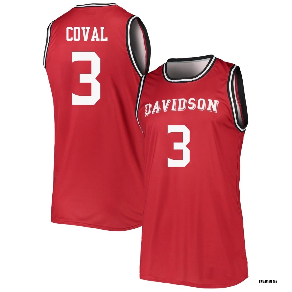 Men's Nick Coval Davidson Wildcats Replica Basketball Jersey - Red