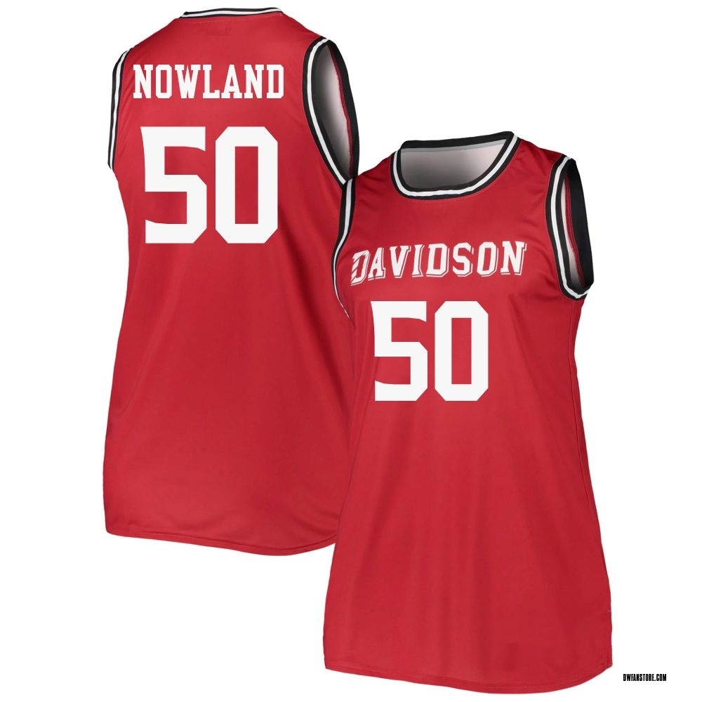 Women's John Nowland Davidson Wildcats Replica Basketball Jersey - Red