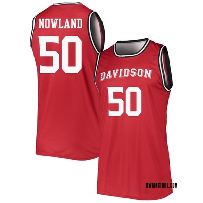 Youth John Nowland Davidson Wildcats Replica Basketball Jersey - Red